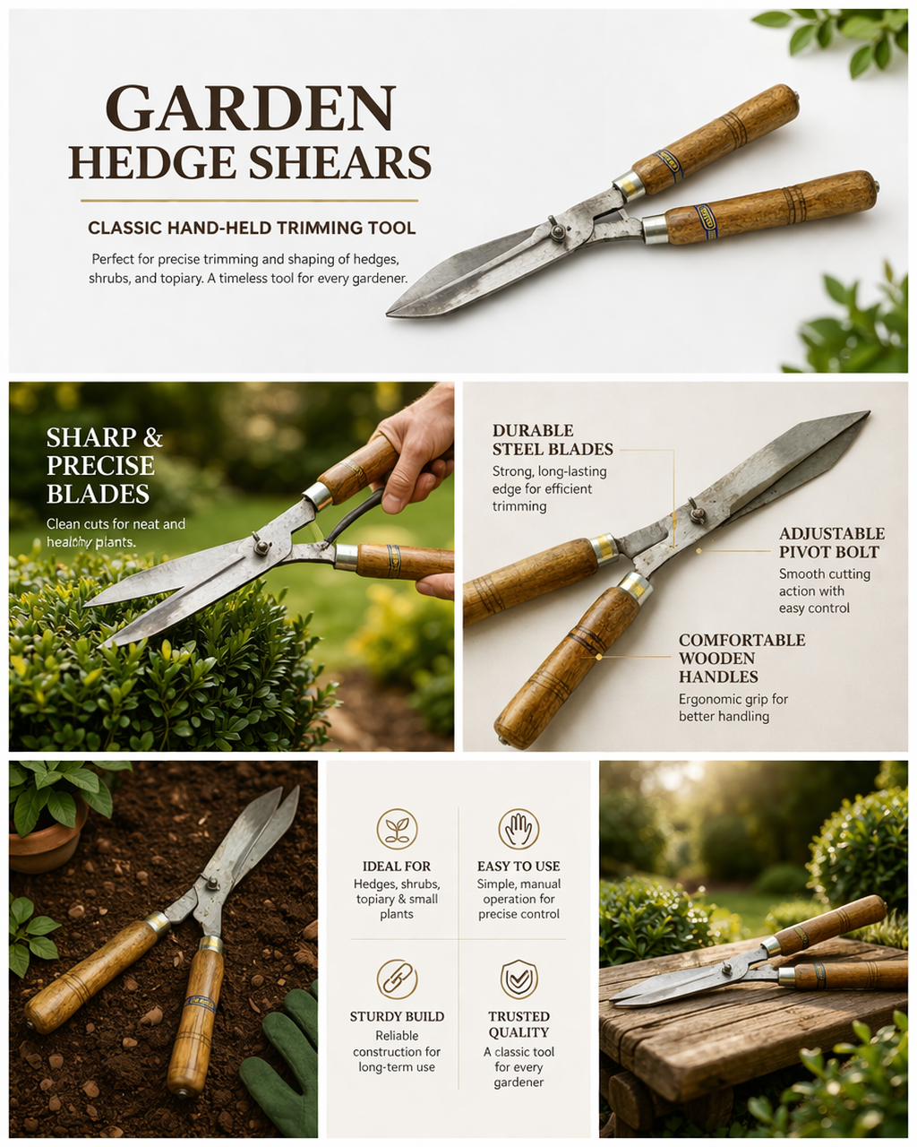 Grass Shears – Wooden Handle Garden Cutter